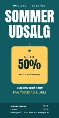 Dørplakat til tøjbutik — sommerudsalg