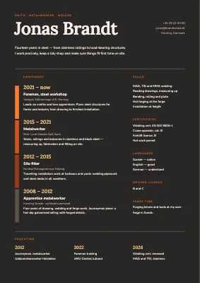 Blacksmith CV — glowing timeline