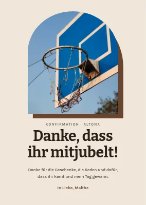 Dankeskarte — Basketballkorb im Bogen