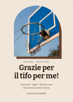Biglietto di ringraziamento — canestro da basket ad arco
