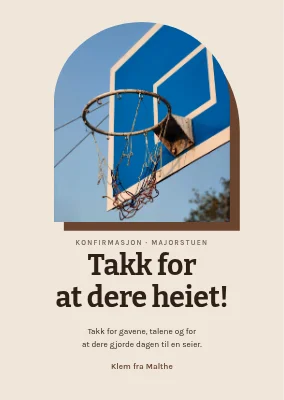 Takkekort — basketballkurv i en bue