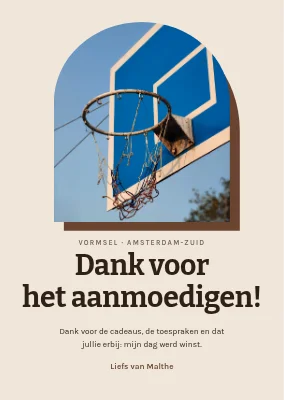 Bedankkaartje — basketbalring in een boog