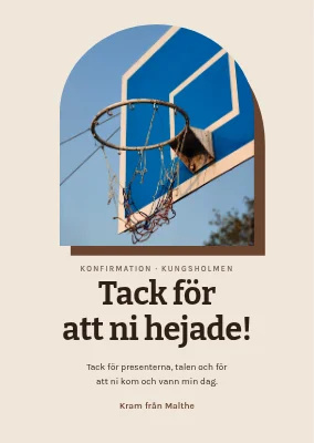 Tackkort — basketkorg i en båge