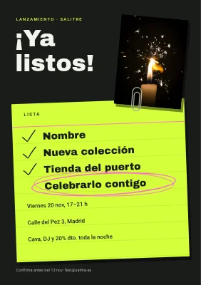 Fiesta de lanzamiento — lista de tareas en una ficha