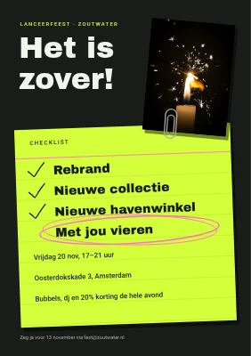 Lanceringsfeest — checklist op een indexkaart