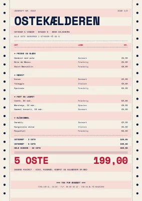 Ostebar — oste- og vinkort