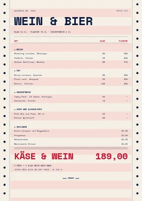 Seite 2 von Käsebar — Käse- und Weinkarte