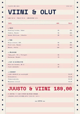 Sivu 2 – Juustobaari — juusto- ja viinilista