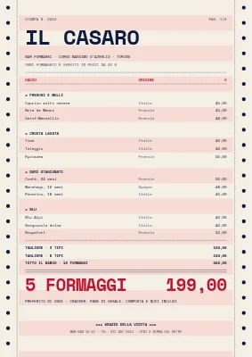 Pagina 1 di Bar dei formaggi — carta di formaggi e vini