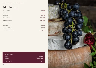 Pages 20–21 of Brochure for a Danish vineyard – 24 pages