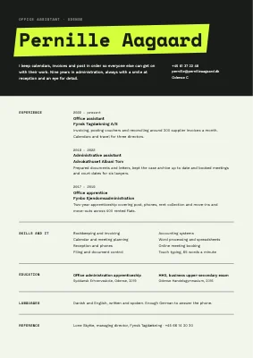 Office assistant CV — highlighter
