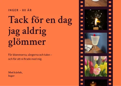 80-årsdag — tackkort med filmremsa