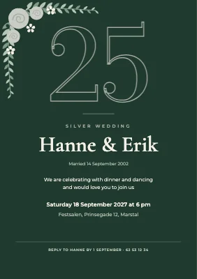 Silver wedding — a large silver 25
