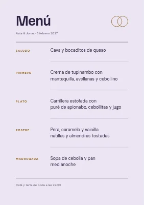 Página 2 de Boda de invierno — tarjeta de menú escarcha