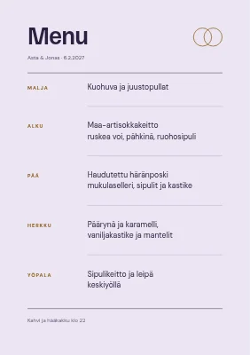 Sivu 2 – Talvihäät — hallan koristama menukortti