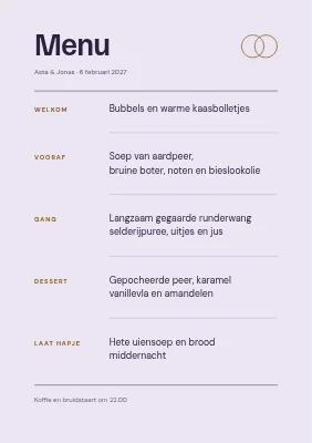Pagina 2 van Winterbruiloft — menukaart met rijp