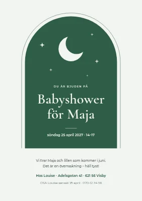 Babyshower — fönster i månsken
