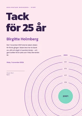 Utmärkelse för lång tjänst — 25 år i bokhandeln