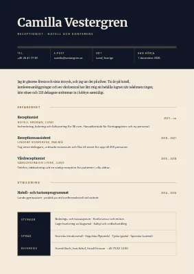 CV — receptionist