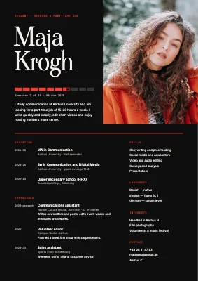 Student CV — semester bar