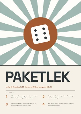 Tärningsspel för presentbyte — regler med solstrålar