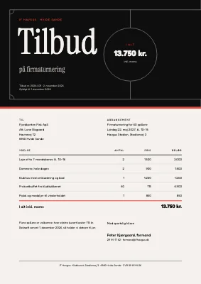 Tilbud — fodboldklub