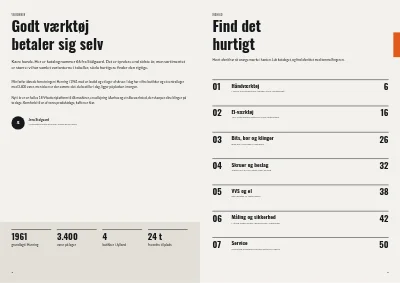 Side 2–3 af Produktkatalog for værktøjsgrossist – 64 sider