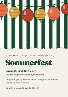 Sommerfest i gården i Svendborg — invitation
