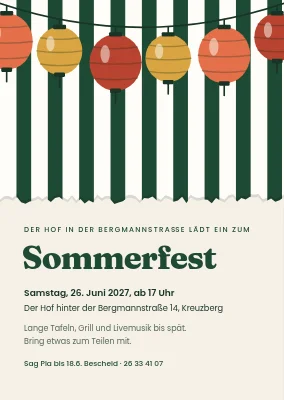 Sommerfest im Innenhof in Svendborg — Einladung