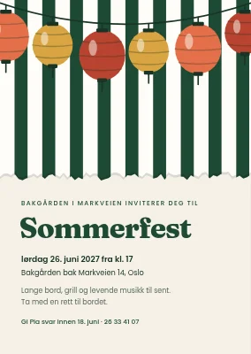 Sommerfest i bakgården i Svendborg — invitasjon