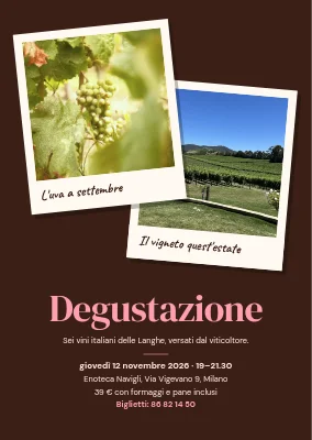 Degustazione di vini — due polaroid dal vigneto