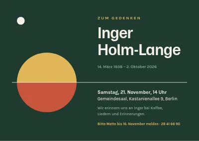 Gedenkfeier — Einladung im Abendrot