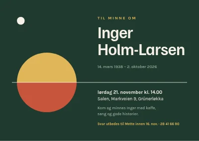 Minnestund — invitasjon med solnedgang