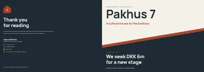 Cover of Project prospectus for a culture house funding application – 24 pages