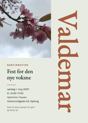 Nonfirmation — lodret navn og kirsebærblomst