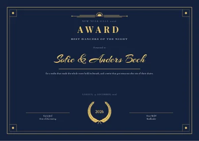 Certificate — best dancers of the night