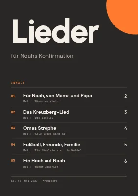 Seite 1 von Konfirmation Liedheft — Liedliste als Menü