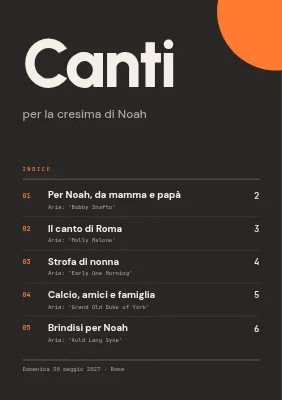Libretto dei canti per la cresima — elenco dei canti come un menu