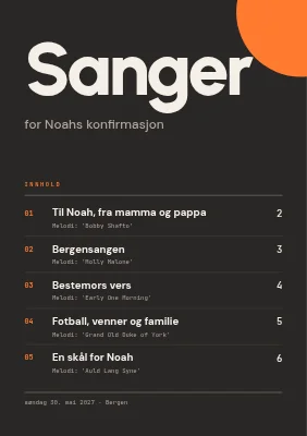 Konfirmasjonssanghefte — sangliste som meny