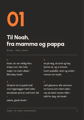 Side 2 av Konfirmasjonssanghefte — sangliste som meny