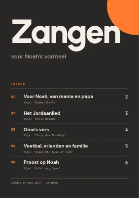 Vormselliedboekje — liedjeslijst als menu