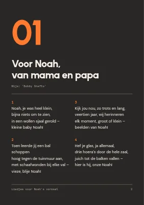 Pagina 2 van Vormselliedboekje — liedjeslijst als menu