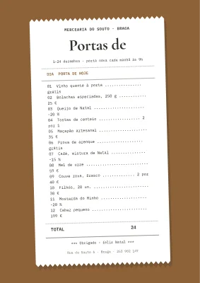 Calendário do Advento — talão comprido