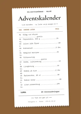 Adventskalender — lång kvittorulle