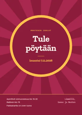 Syntymäpäiväillallinen — auringonsäde-tervetulokyltti
