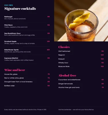 Page 2 de Cocktail bar drinks menu