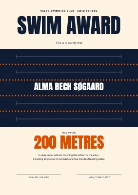 Swim award — 200 metres