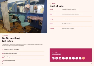 Side 6–7 af Prisliste og behandlinger for frisørsalon – 8 sider