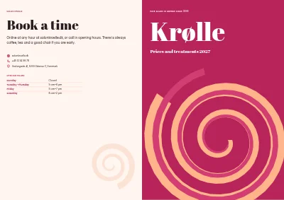 Cover of Price list and treatments for a hair salon – 8 pages