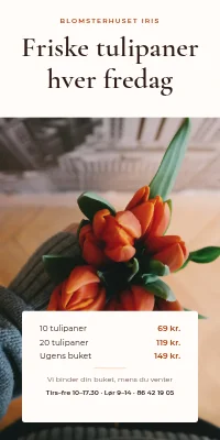 Dørplakat til blomsterbutik — friske tulipaner